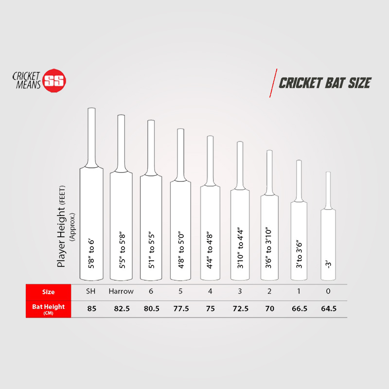 ss tiger english willow cricket bat size chart